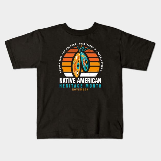 Native American Heritage Month logo design Kids T-Shirt by JDawnInk